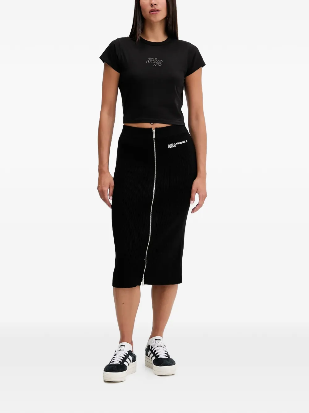 Karl Lagerfeld Jeans Zip-fastening Midi Skirt In Black