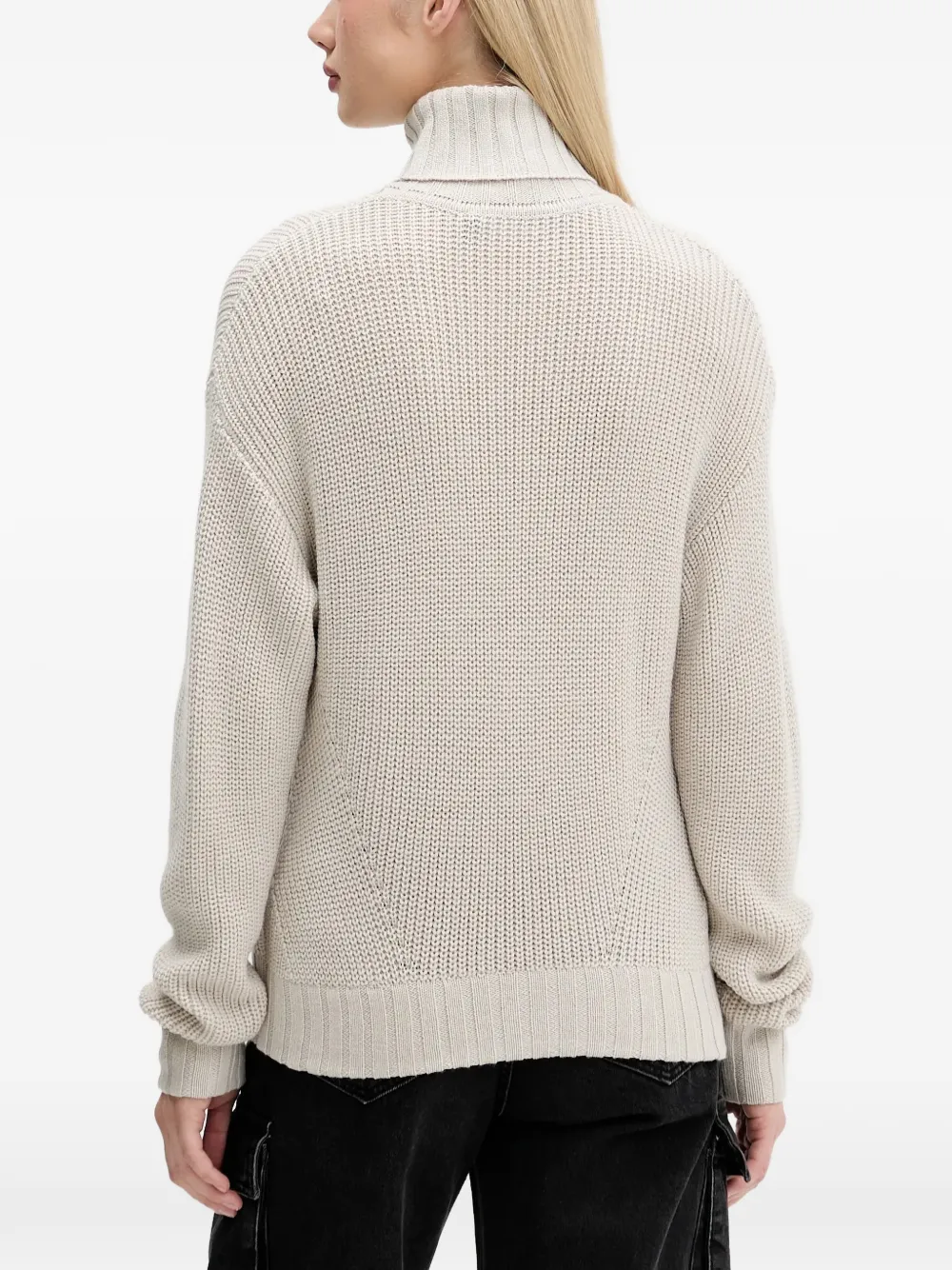  Karl Lagerfeld Jeans Turtleneck Logo Sweater - Neutrals 