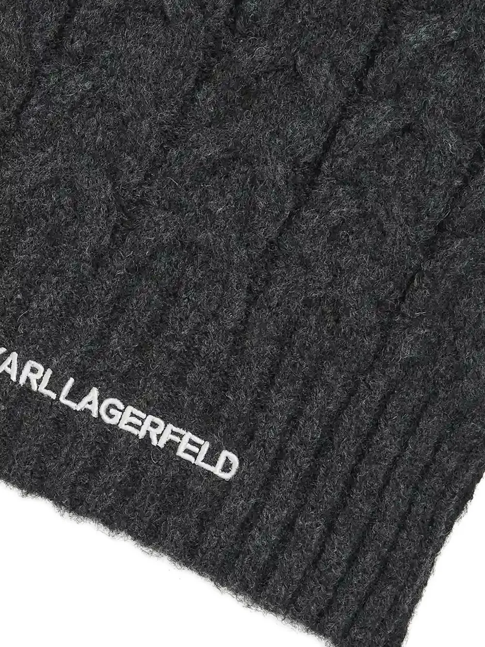 Karl Lagerfeld logo cable-knit scarf - Grijs