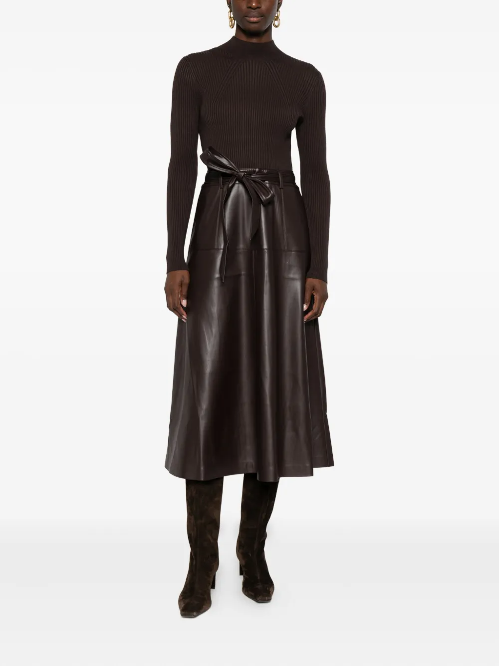 TWINSET long-sleeved belted dress - Bruin