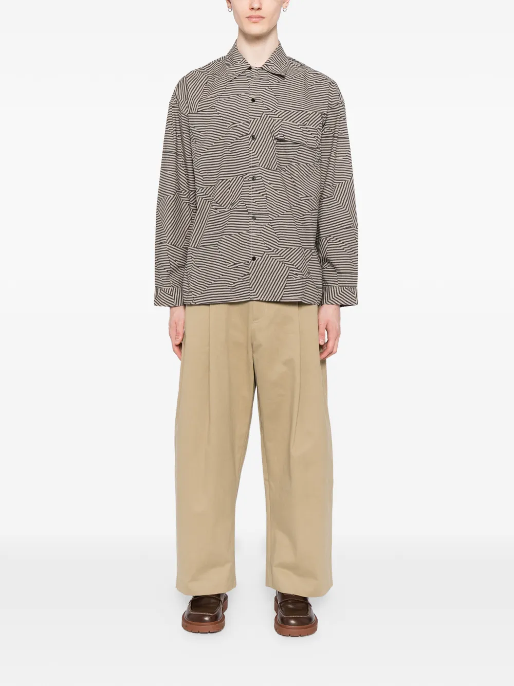 YMC striped wray shirt - Zwart