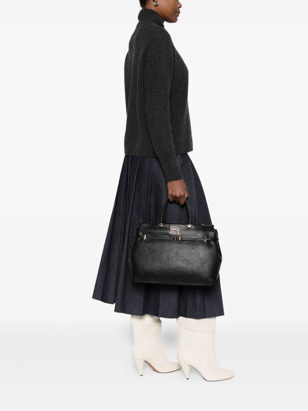 Ermanno Scervino Shopper met logoband - Zwart