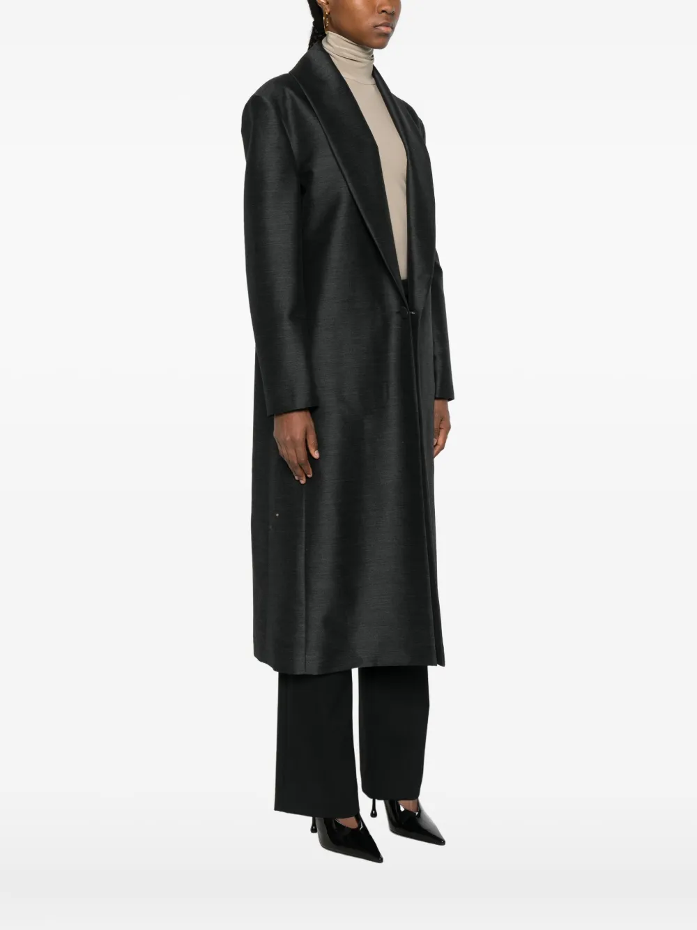 Alberta Ferretti Shawl-lapel Coat In Black