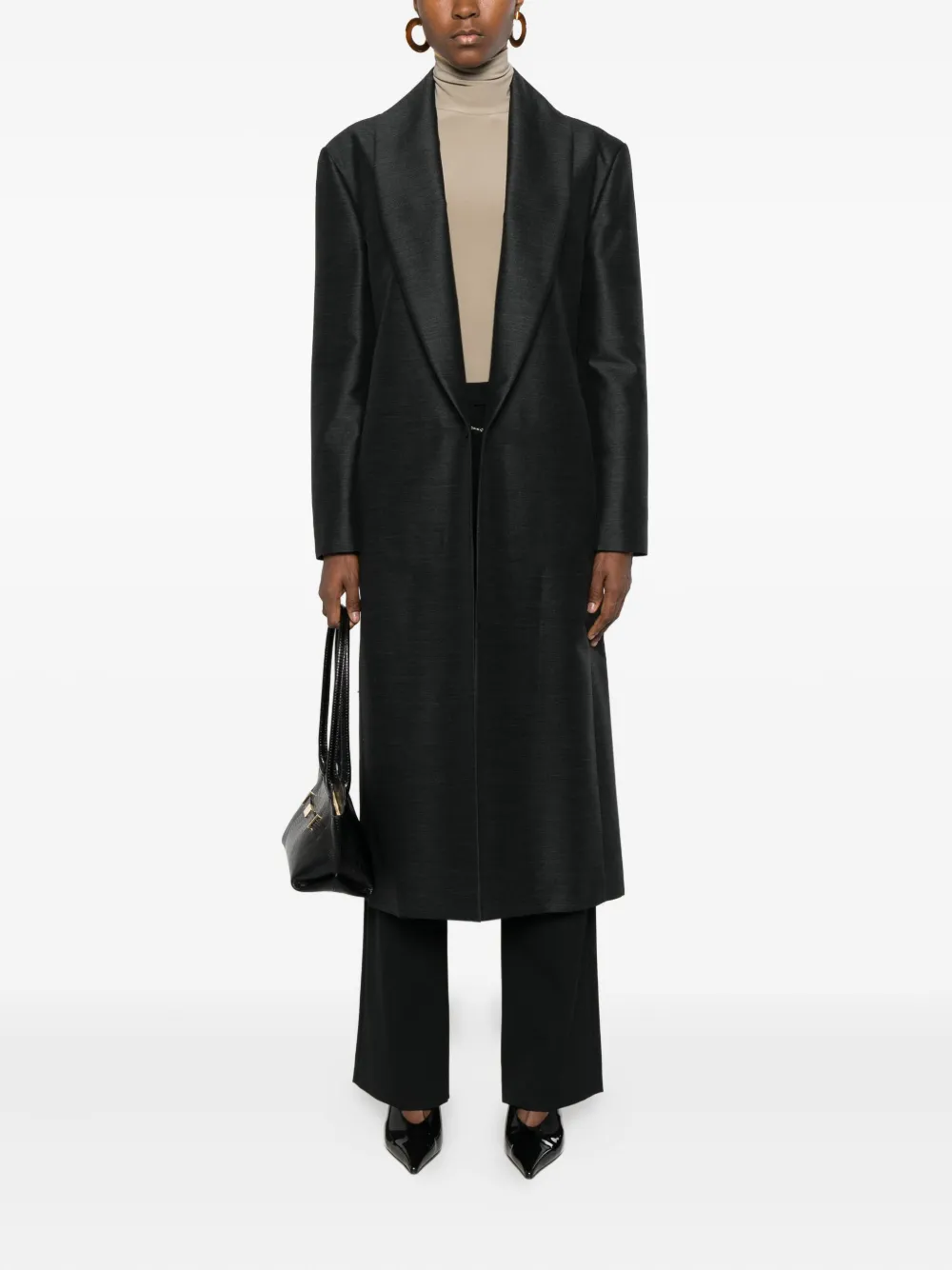 Alberta Ferretti Shawl-lapel Coat In Black