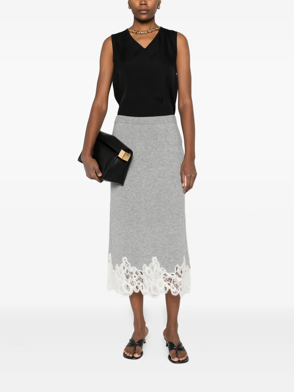 Fabiana Filippi lace-trimmed pencil skirt - Grijs
