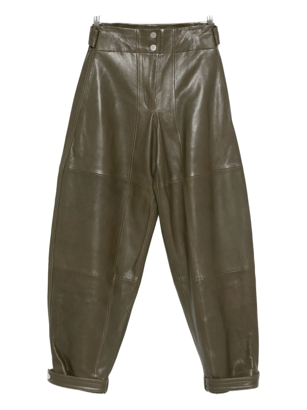 Co Leather Tapered Trousers In Green