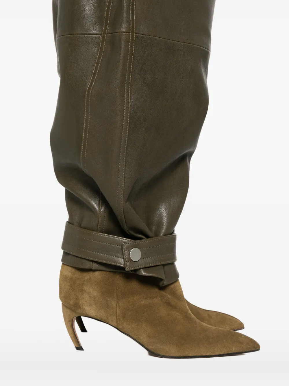 Co Leather Tapered Trousers In Green