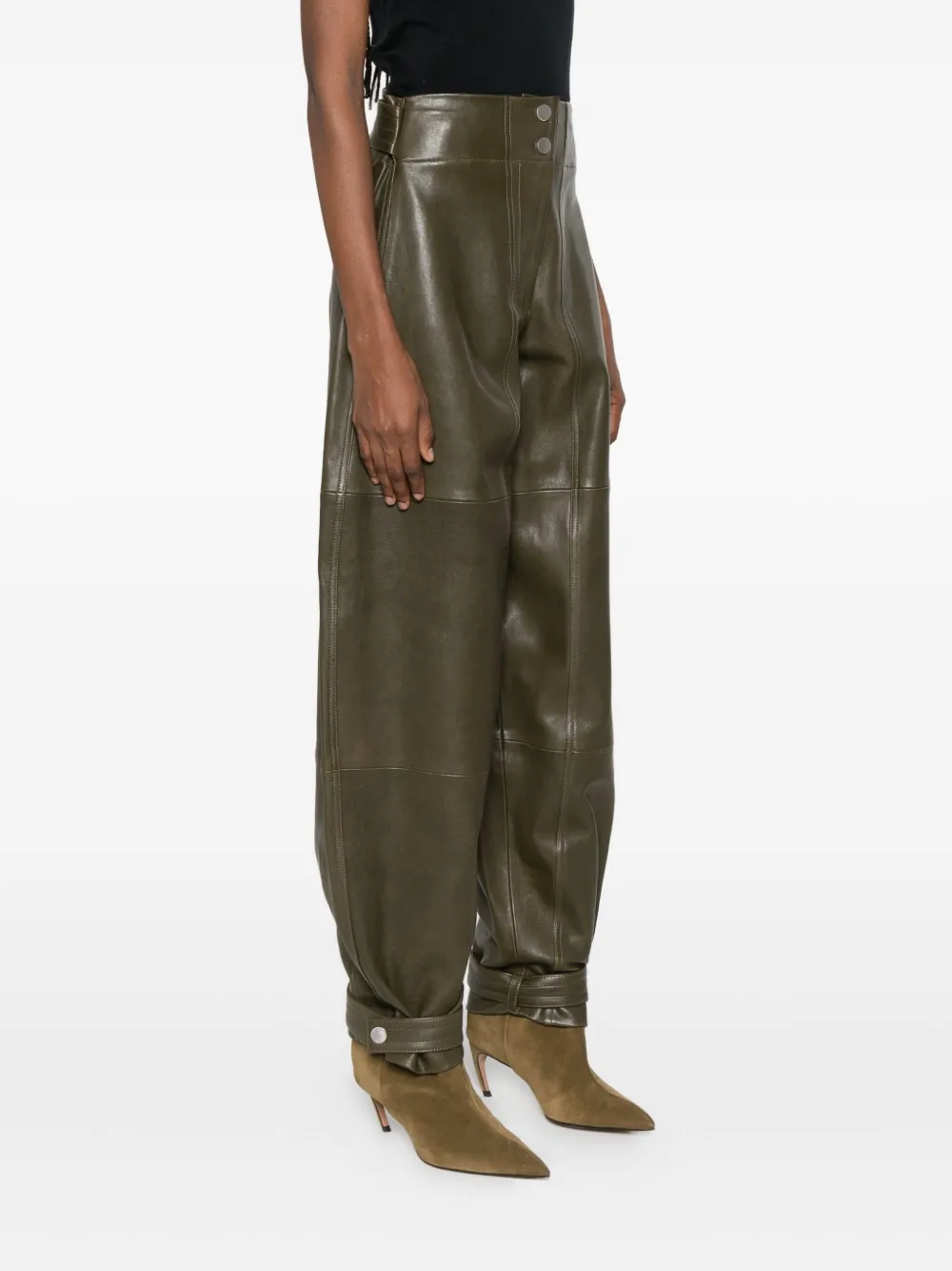 Co Leather Tapered Trousers In Green