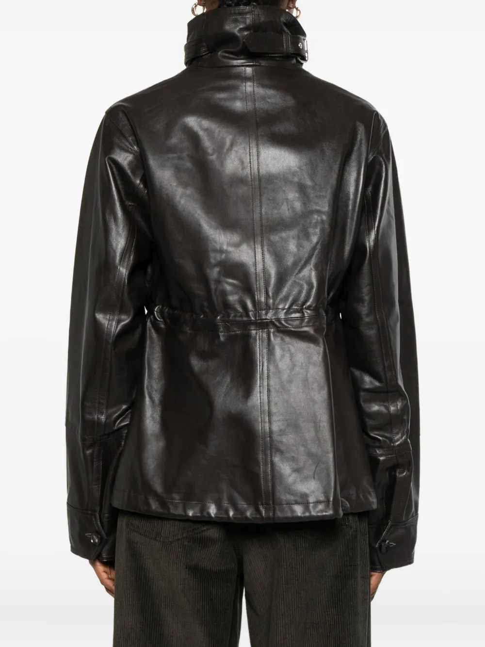 Co Cropped Leather Jacket In Black