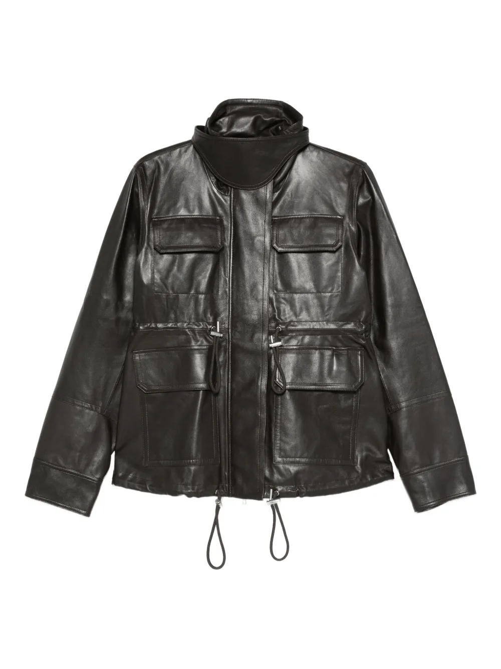 Co Cropped Leather Jacket In Black