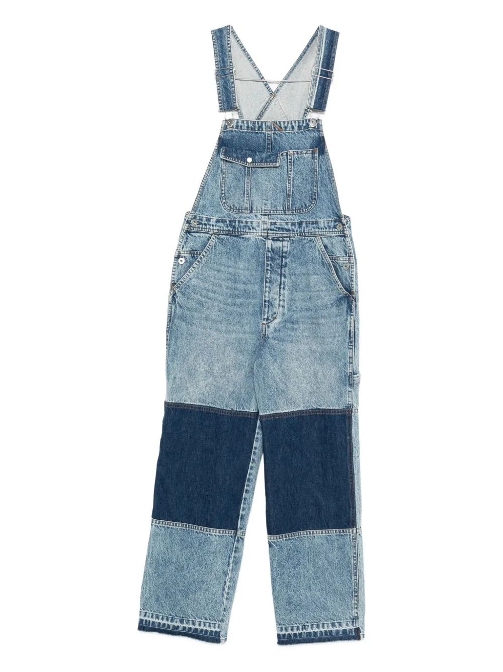 Co patchwork denim overalls - Blu
