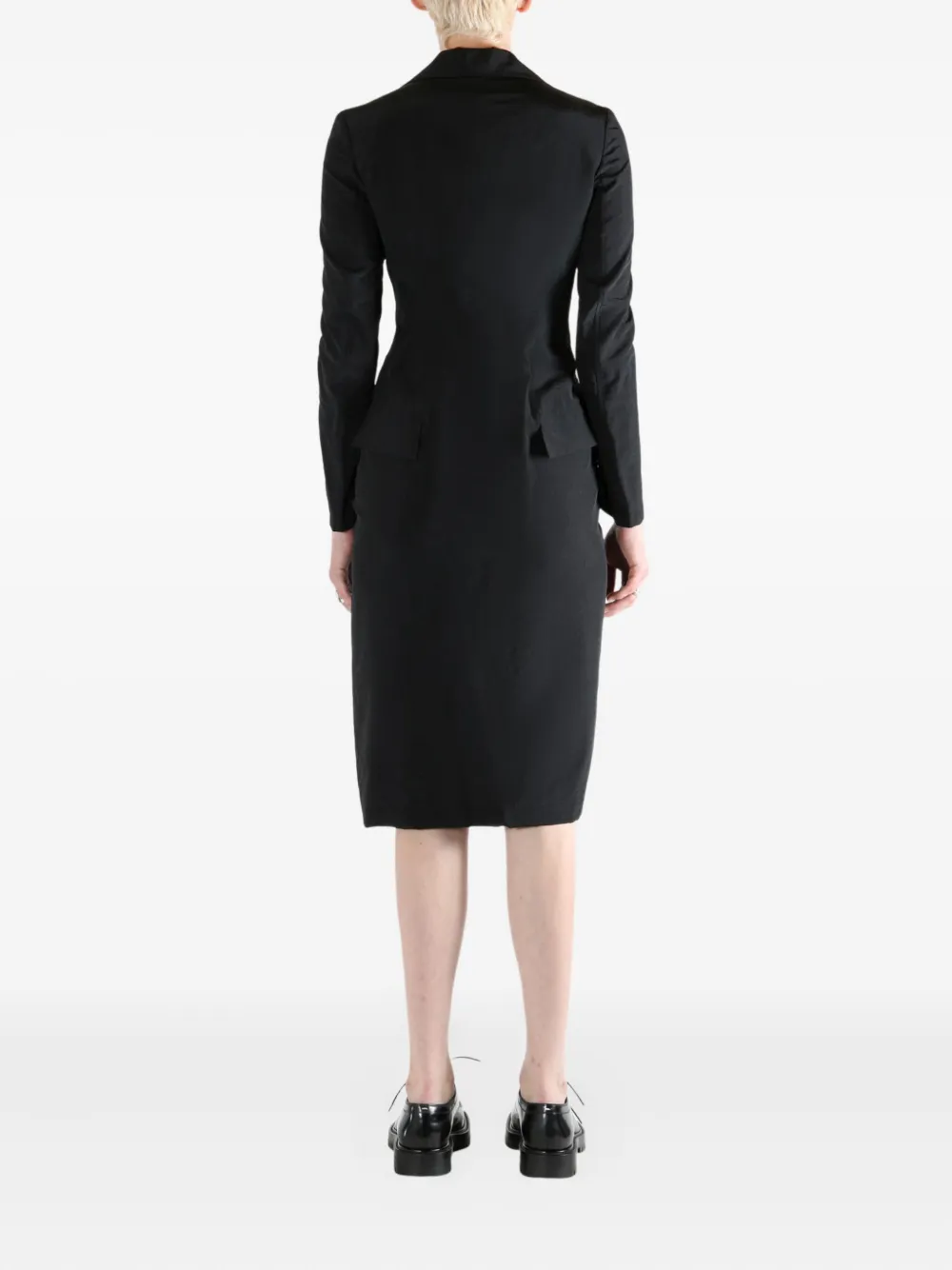 Yohji Yamamoto Notched Lapel Dress In Black
