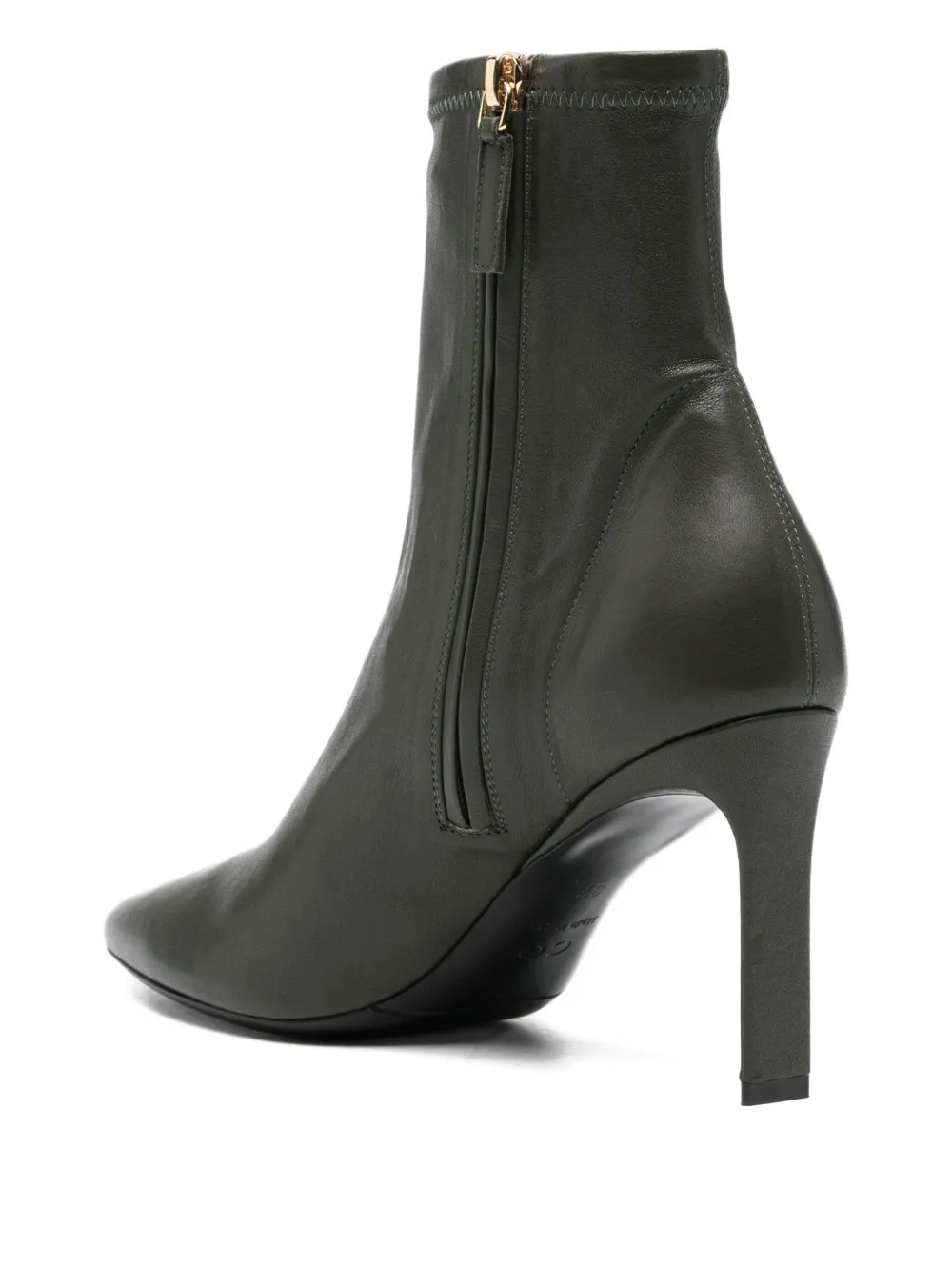 Co 87mm Leather Ankle Boots In Green