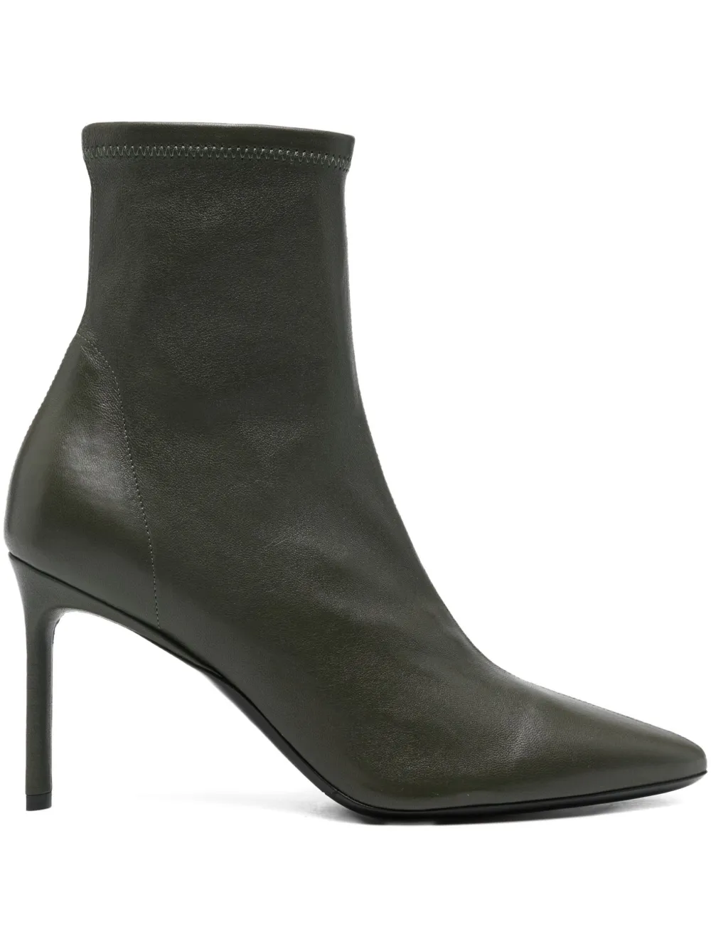 Co 87mm Leather Ankle Boots In Green
