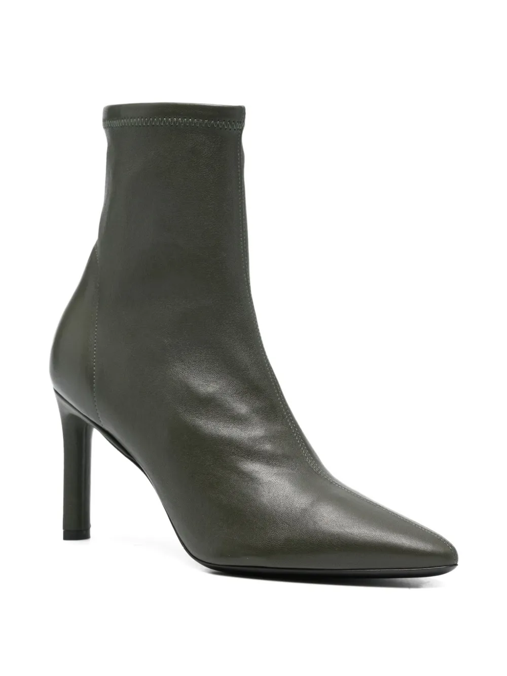 Co 87mm Leather Ankle Boots In Green