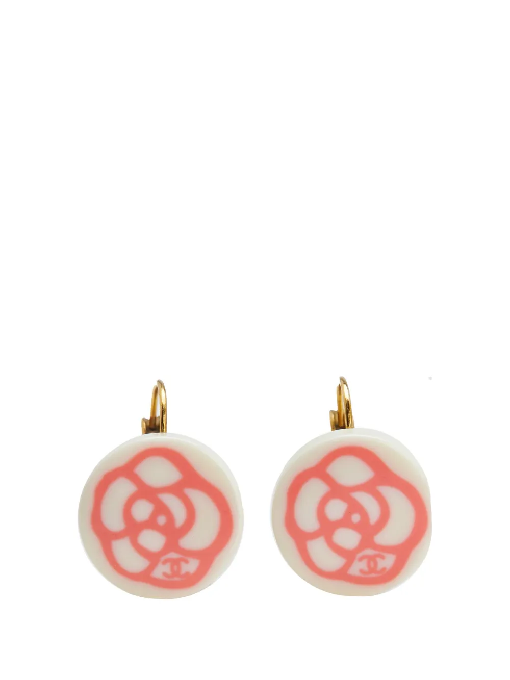 CHANEL Pre-Owned 2003 Resin Camellia Clip-On Drop Earrings costume CHANEL Pre-Owned 2003 Resin Camellia Clip-On Drop Earrings costume