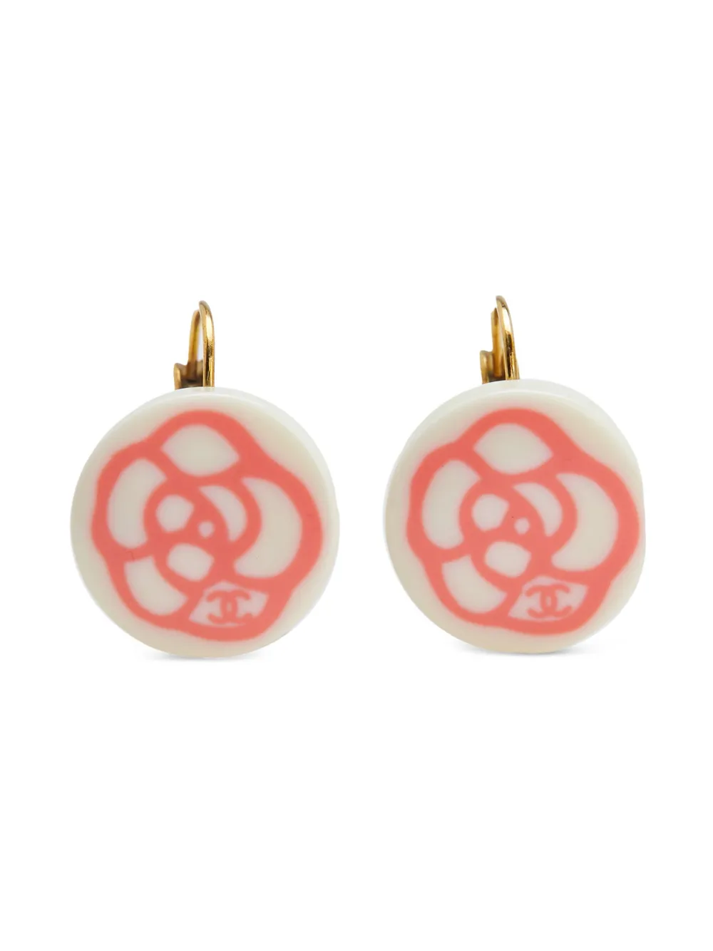 CHANEL Pre-Owned 2003 レジン カメリア クリップオン ドロップ コスチューム イヤリング - ホワイト CHANEL Pre-Owned 2003 レジン カメリア クリップオン ドロップ コスチューム イヤリング - ホワイト