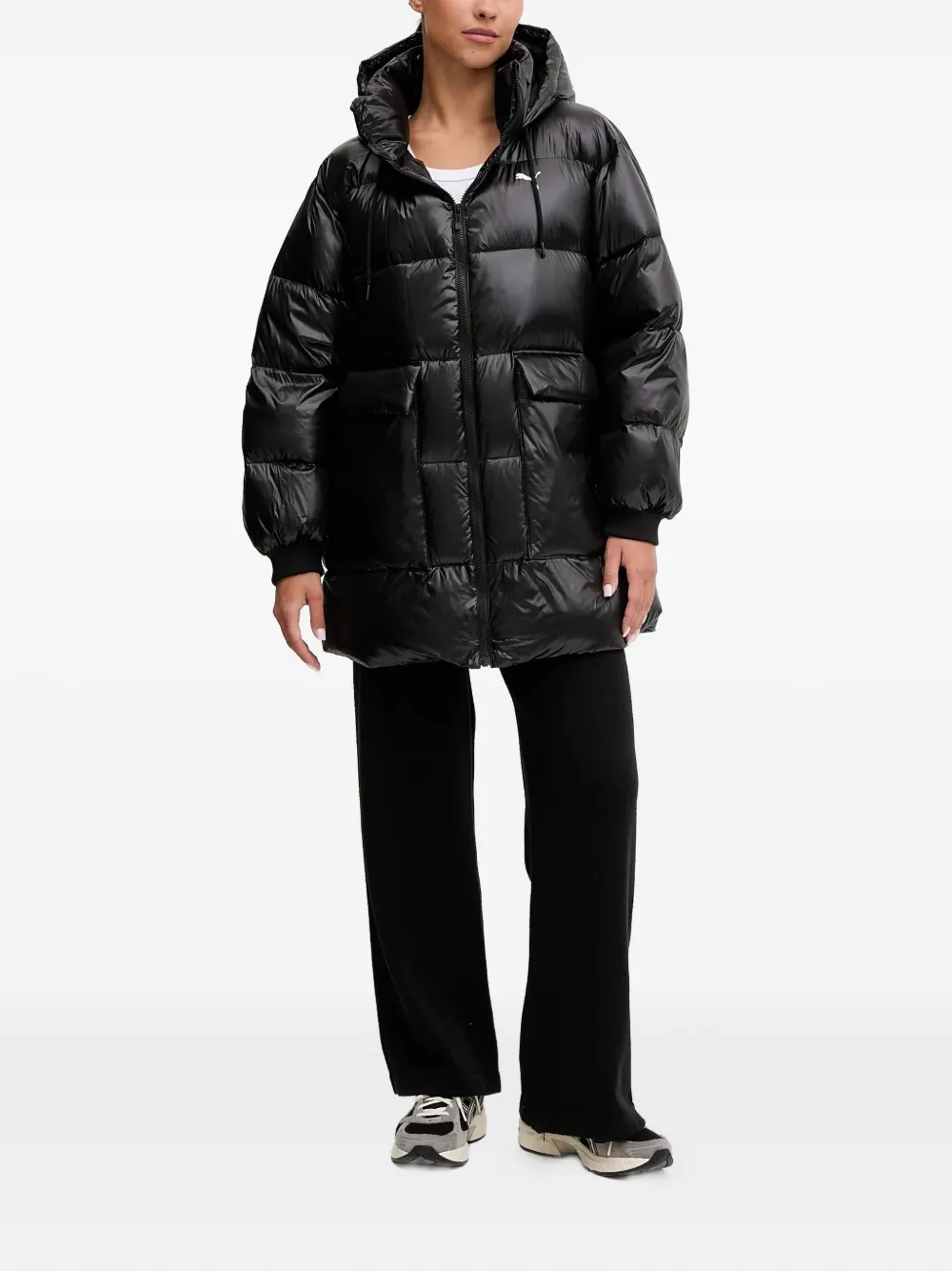 Puma Hooded Quilted Jacket In Black