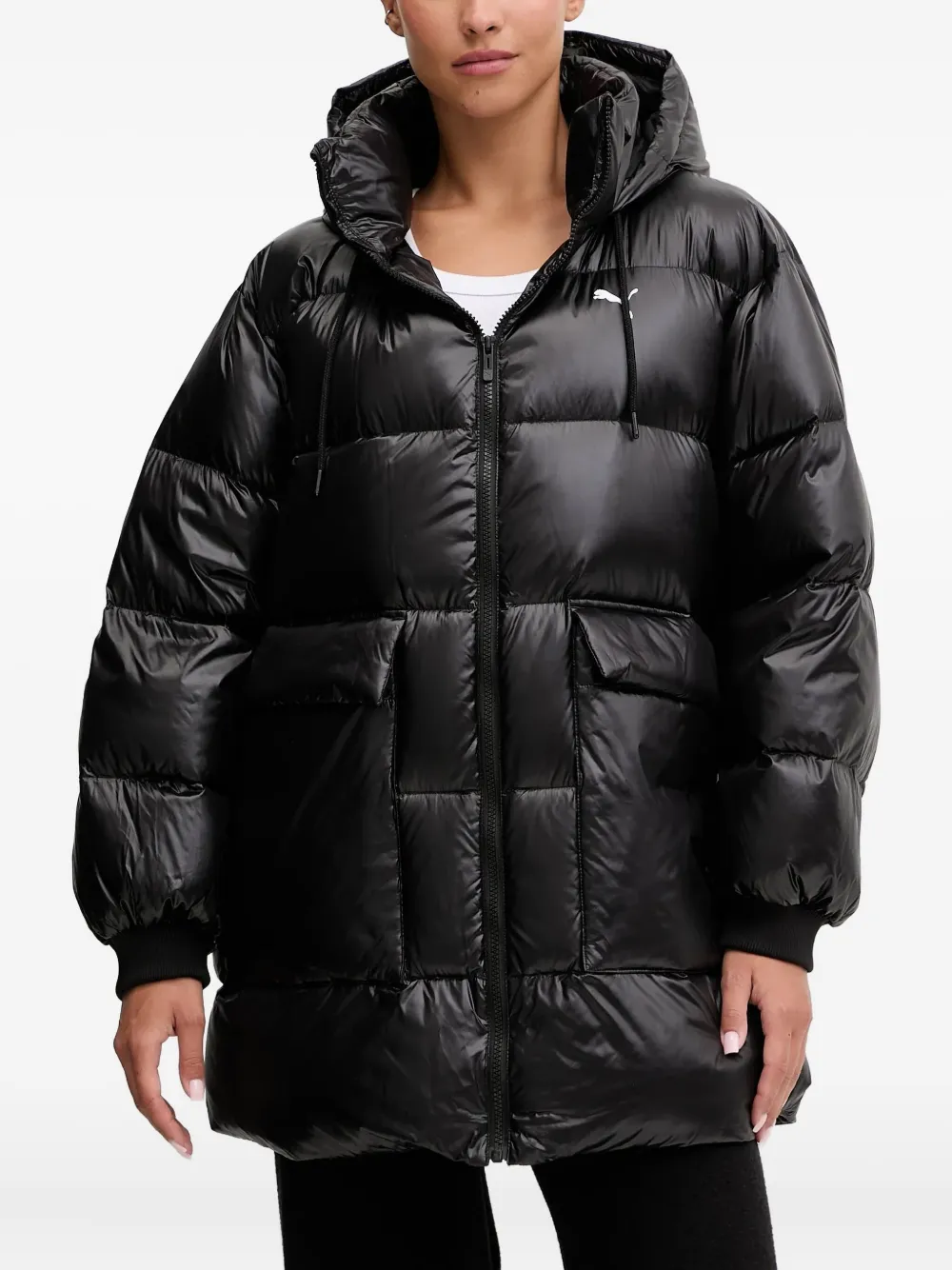 Puma Hooded Quilted Jacket In Black