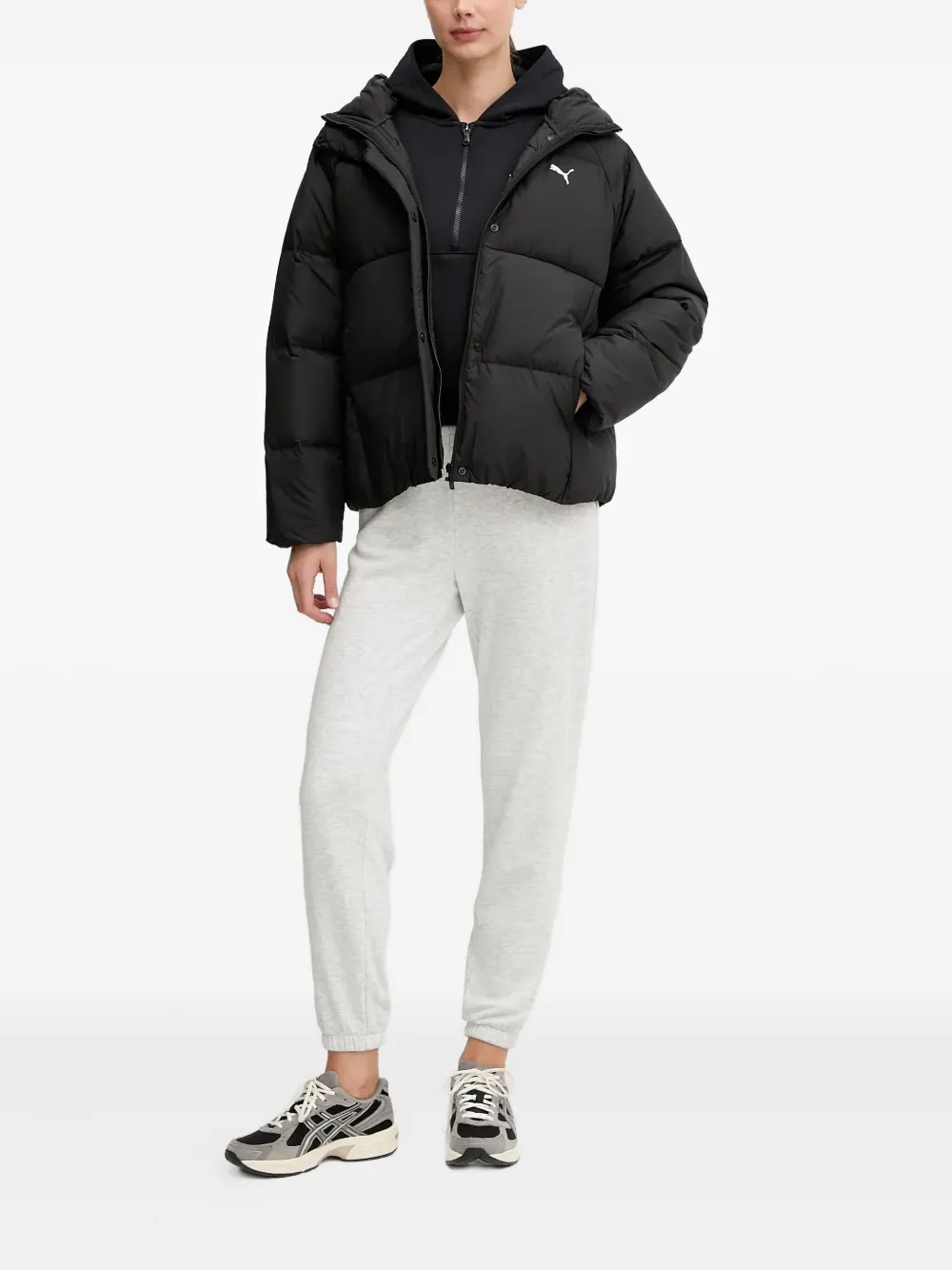 PUMA Jack met logodetail en capuchon Zwart