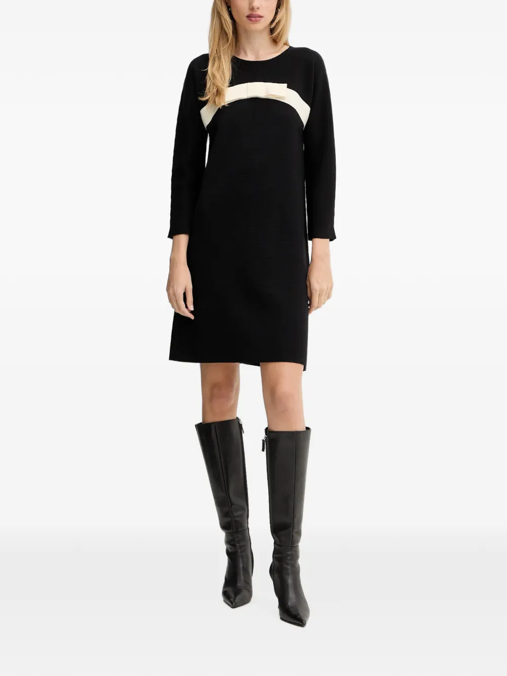 LUISA SPAGNOLI Misfatta bow-detail mini dress Zwart