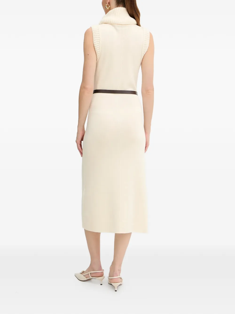  Luisa Spagnoli Roll-neck Front-pocket Midi Dress - Neutrals 