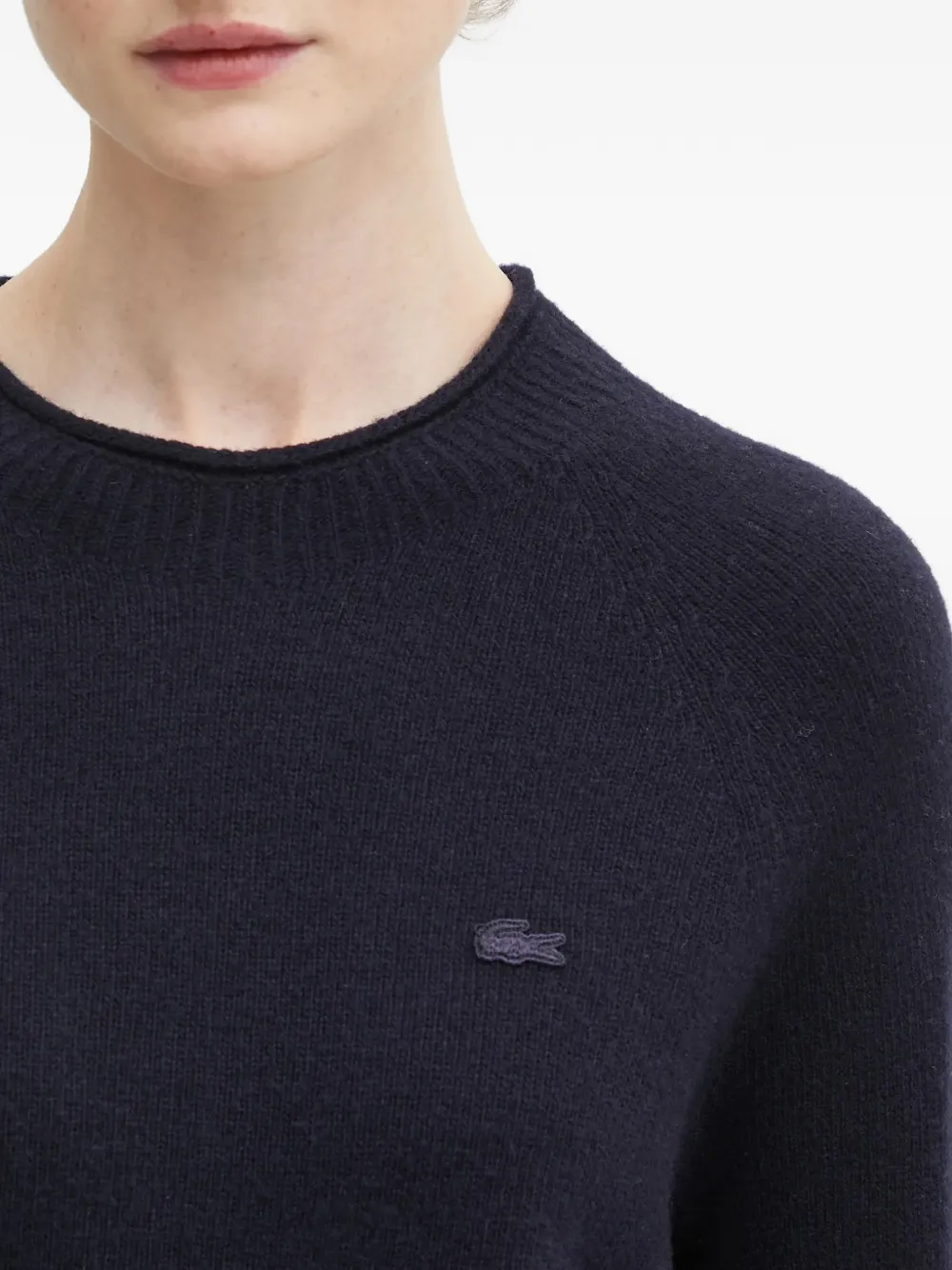 Lacoste Trui met ronde hals en logo Blauw