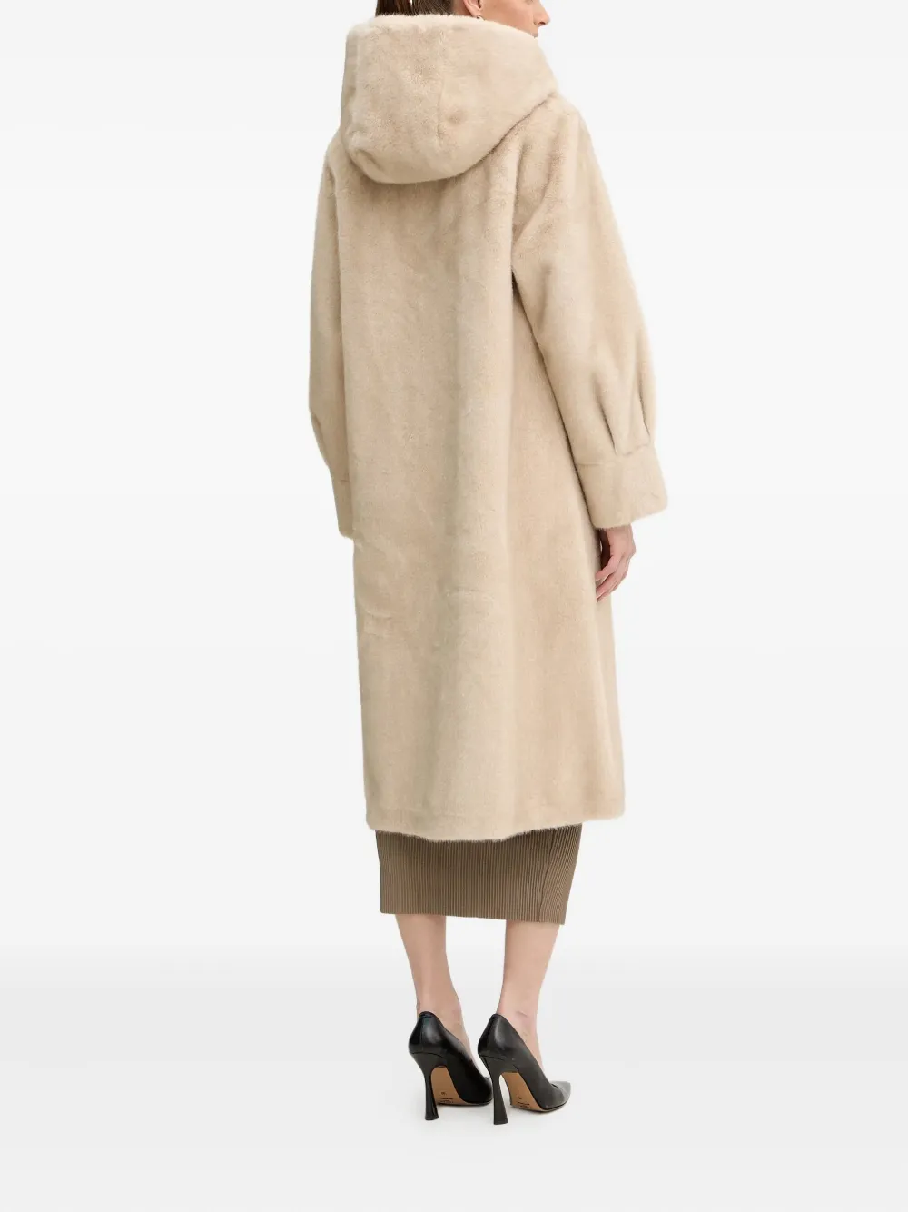 Luisa Spagnoli Savelli Hooded Buttoned Coat In Neutral