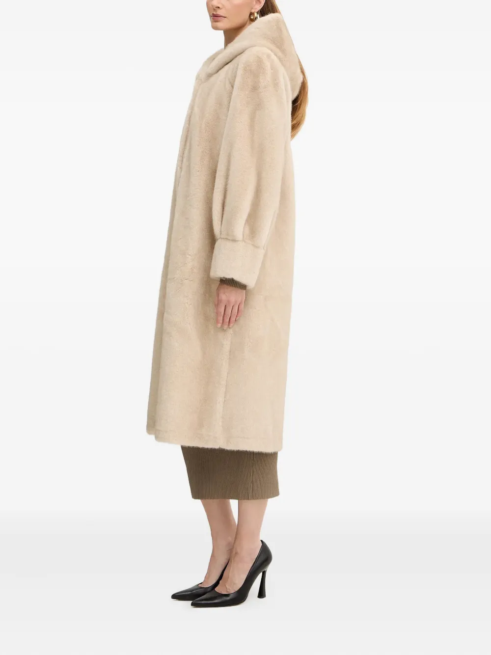 Luisa Spagnoli Savelli Hooded Buttoned Coat In Neutral