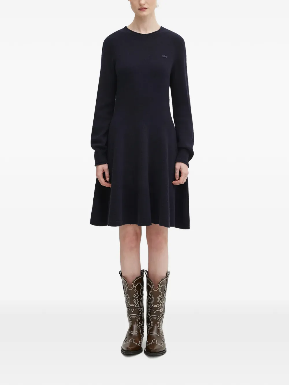 Lacoste long-sleeves logo mini dress - Blu