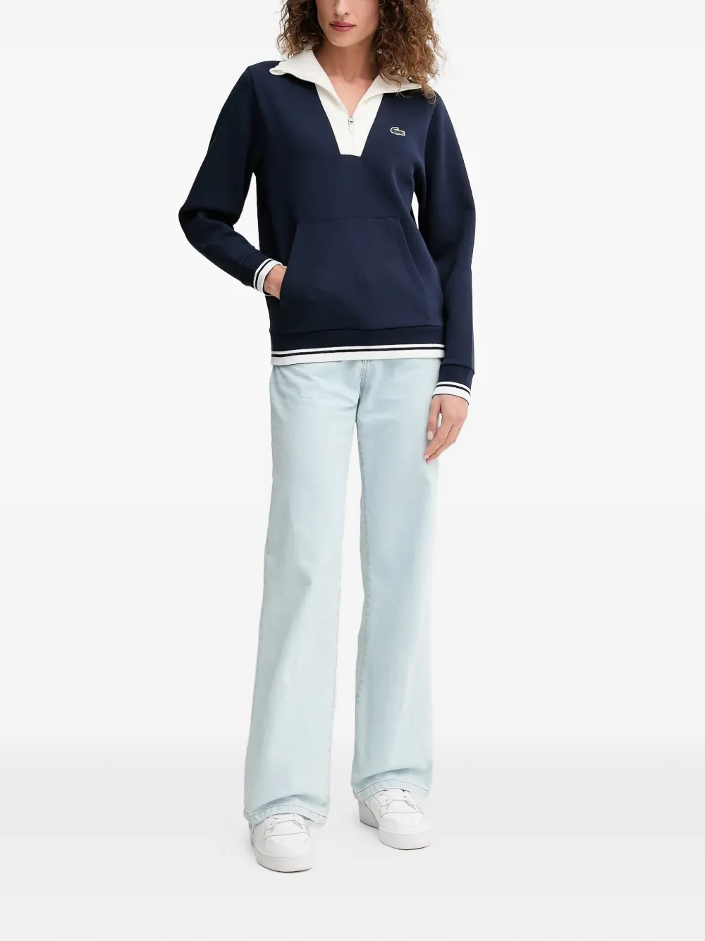 Lacoste Heritage Tennis sweater met kwart rits Blauw
