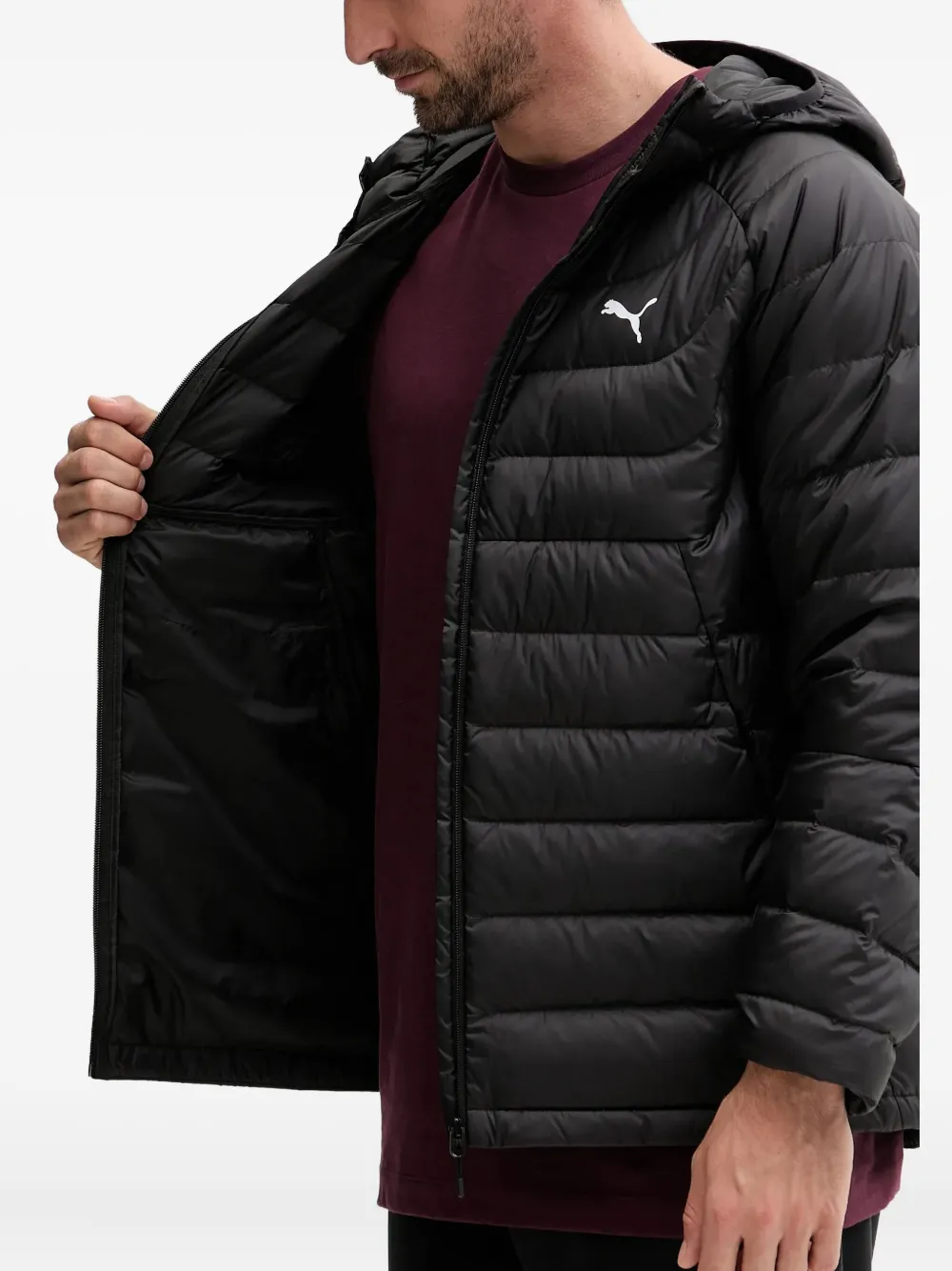 PUMA Packlite jack met capuchon en logo Zwart