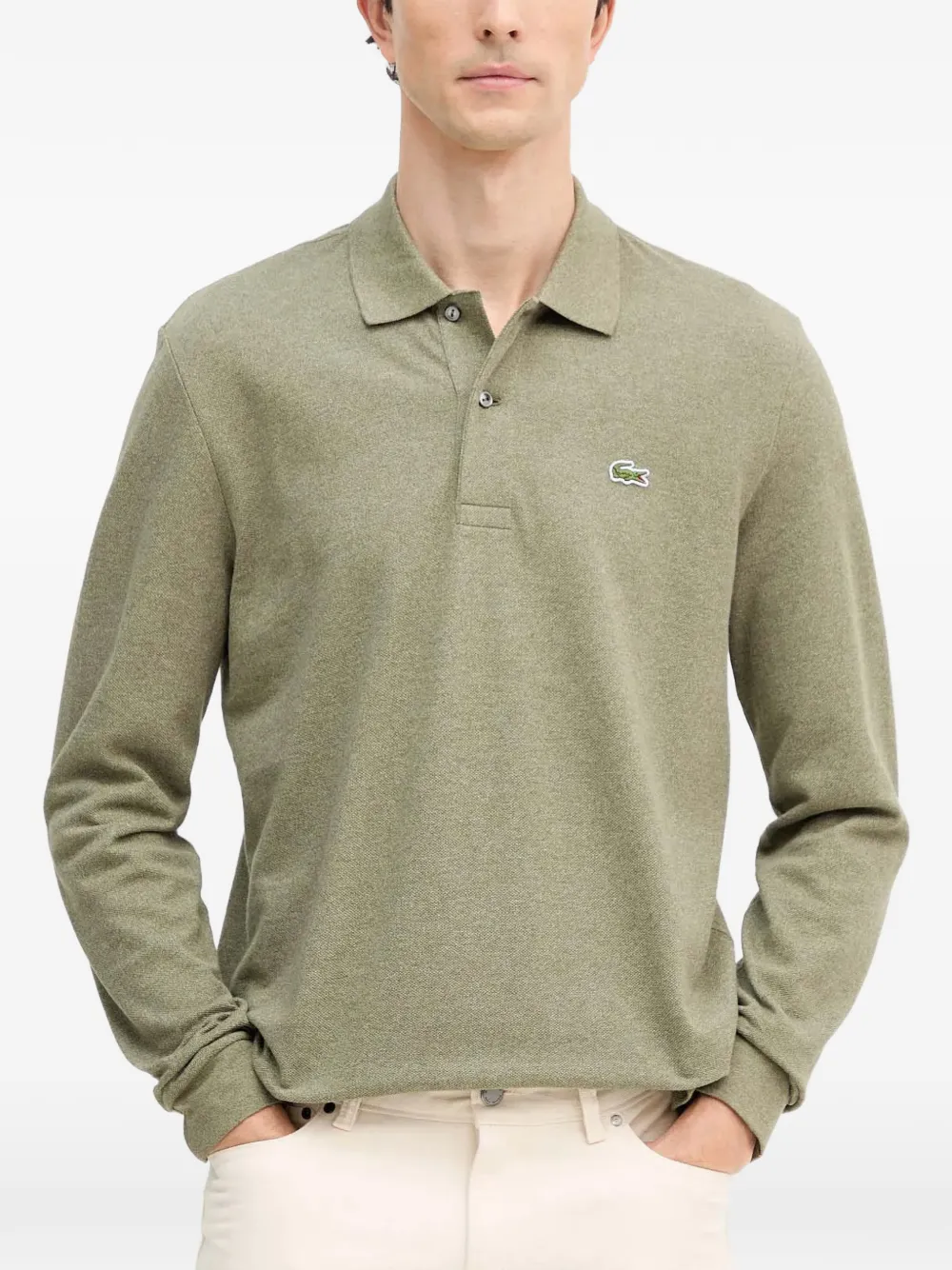 Lacoste logo-patch long-sleeves polo shirt - Grün