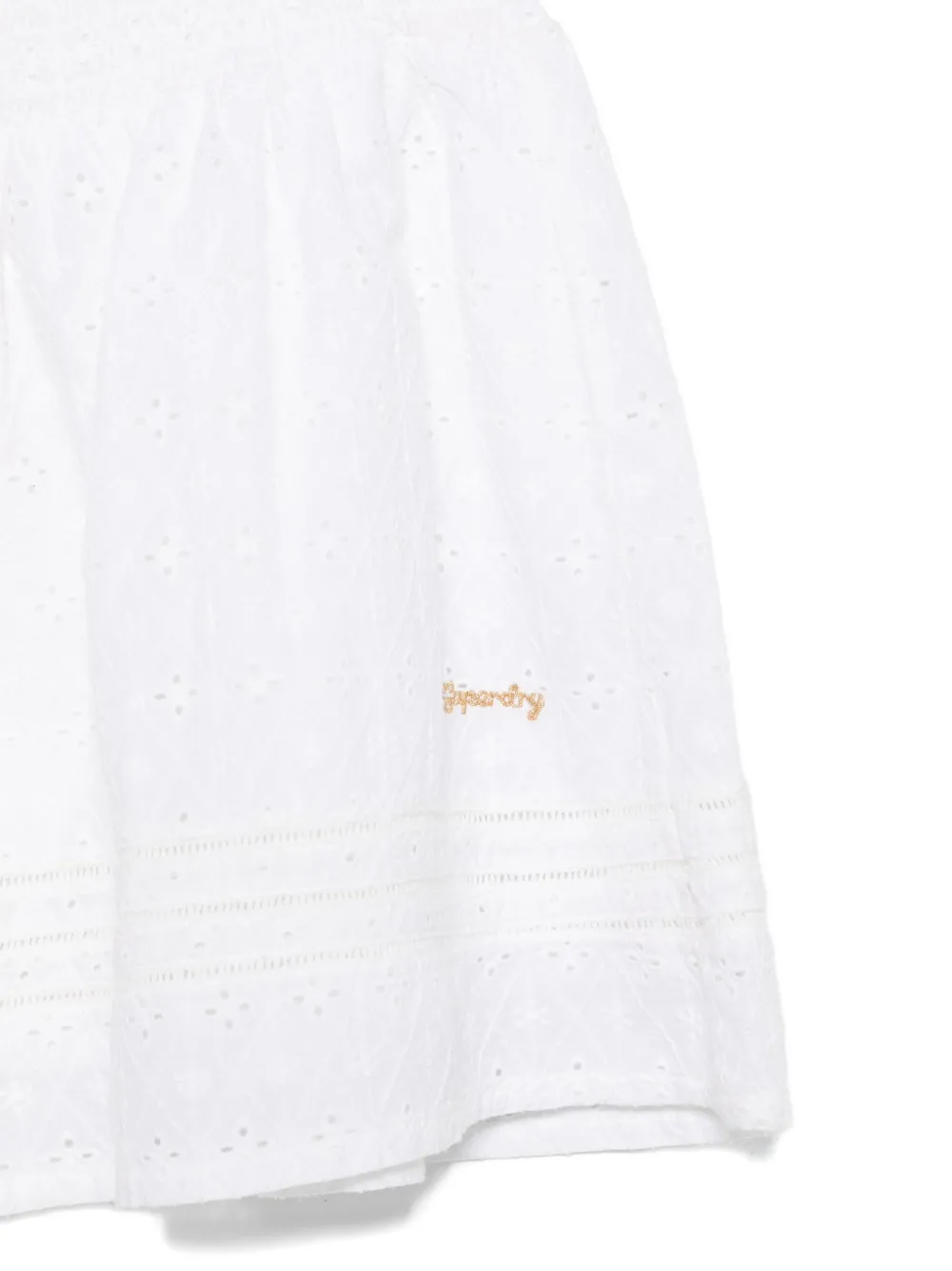 Superdry Cotton Smocked Skirt In White