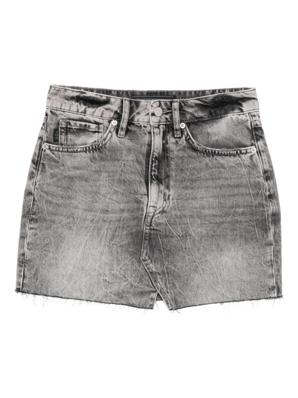 Superdry Denim Straight Skirt In Gray