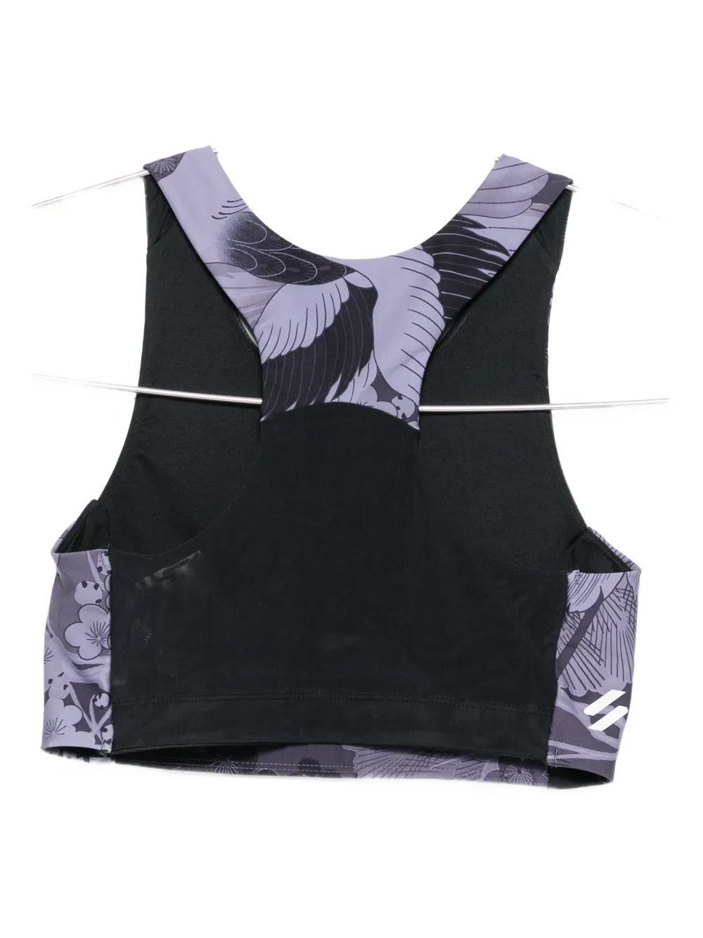 Superdry Floral-print Sports Bra In Gray