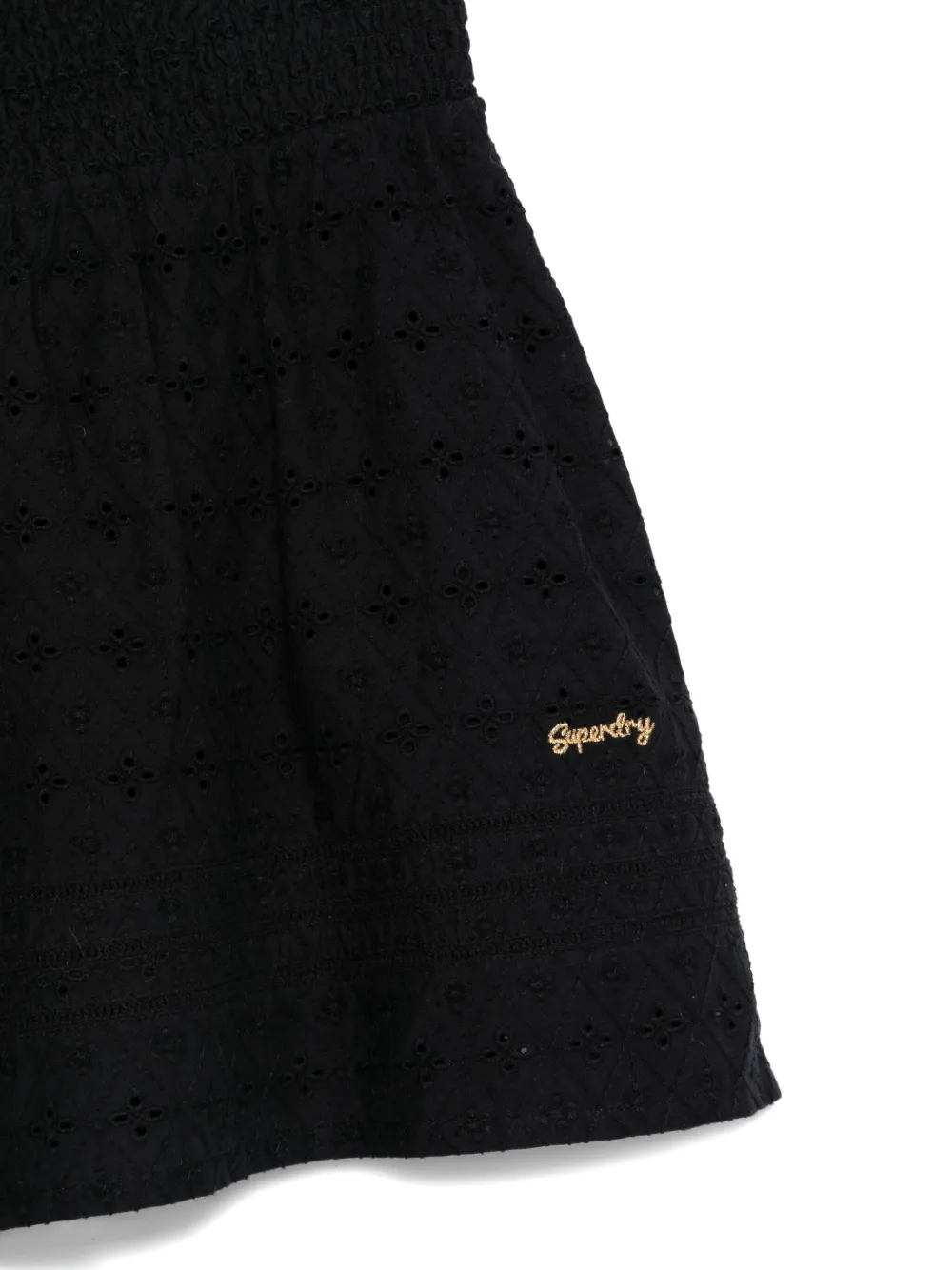 Superdry Logo-embroidered Shirred Skirt In Multi