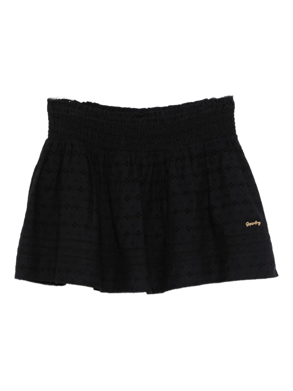 Superdry Logo-embroidered Shirred Skirt In Multi