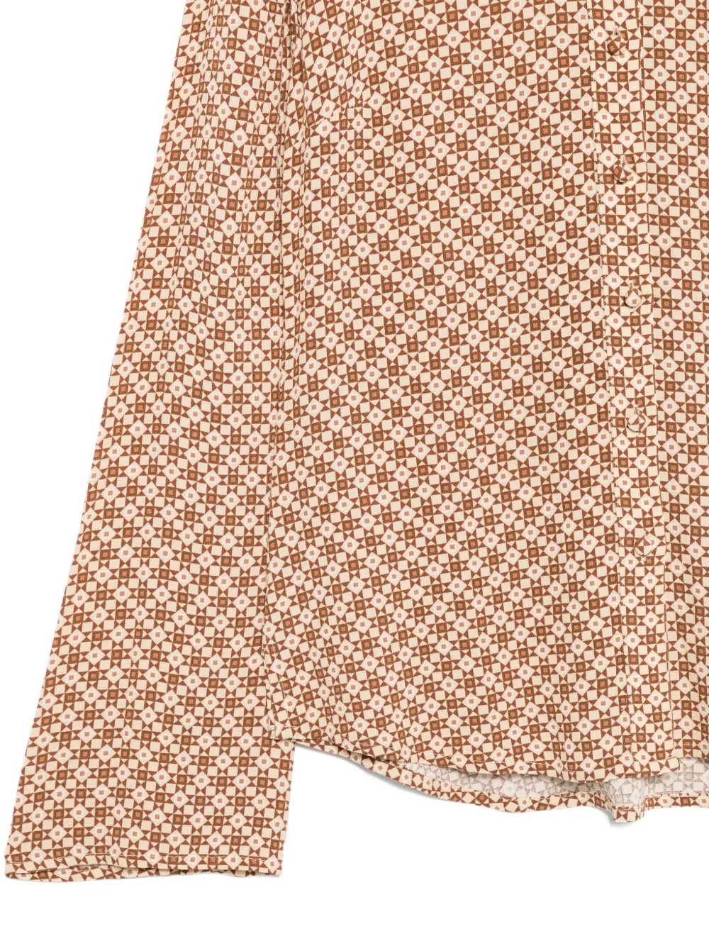 Superdry Flared-sleeve Patterned Blouse In Brown
