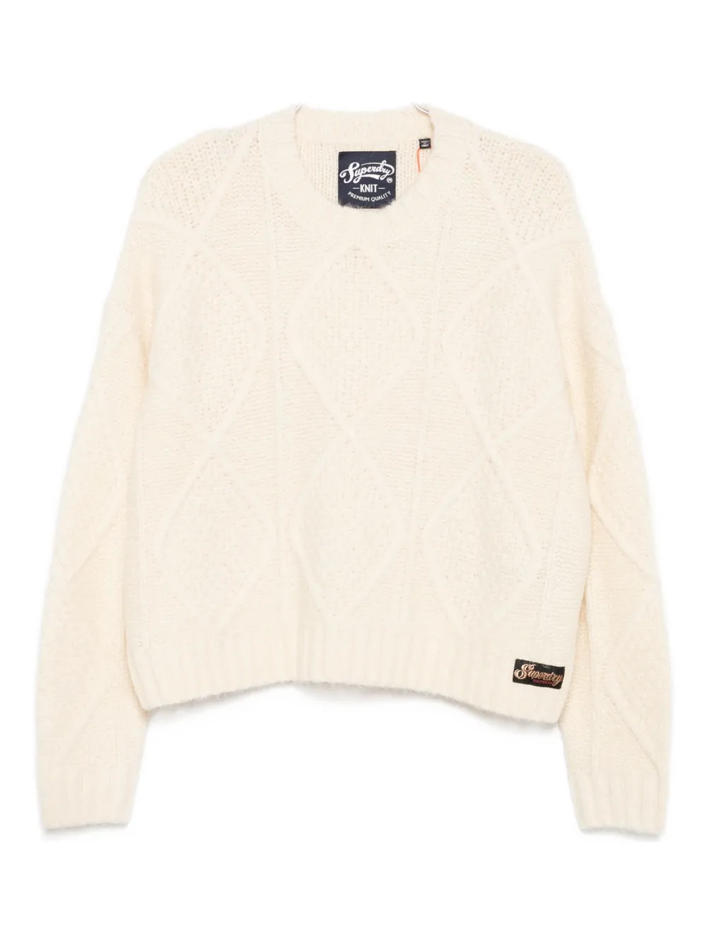 Superdry Diamond-knit Sweater In Neutral