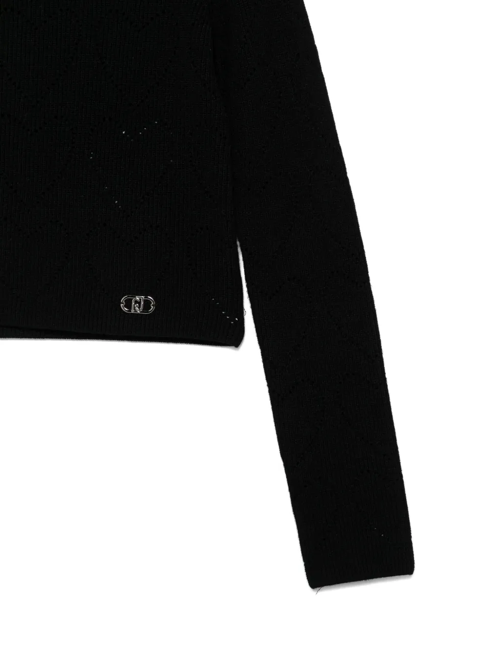 Liu Jo Kids Opengebreide trui met logoplakkaat Zwart