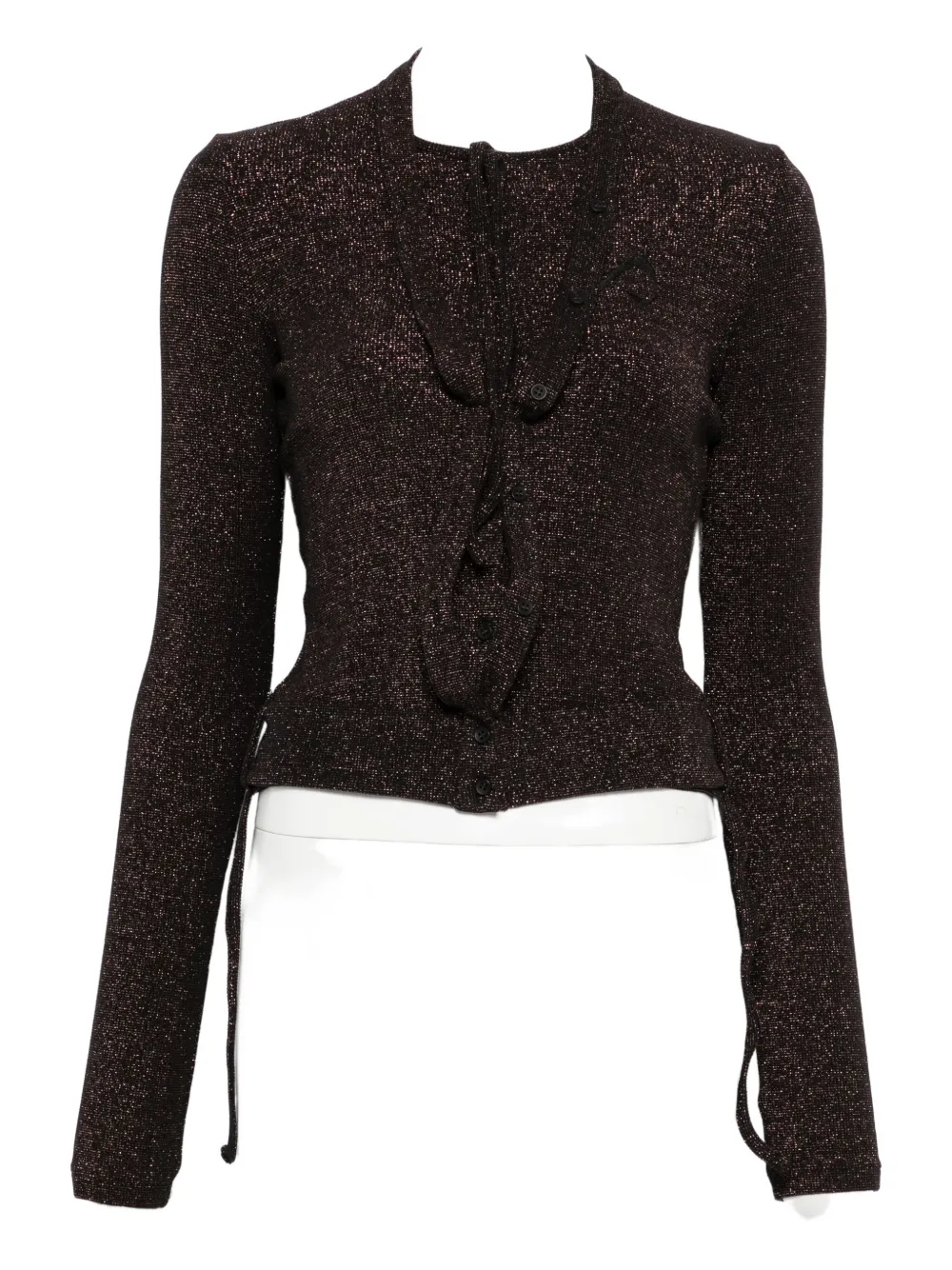Ottolinger Double-closure Ribbed Cardigan In Brown