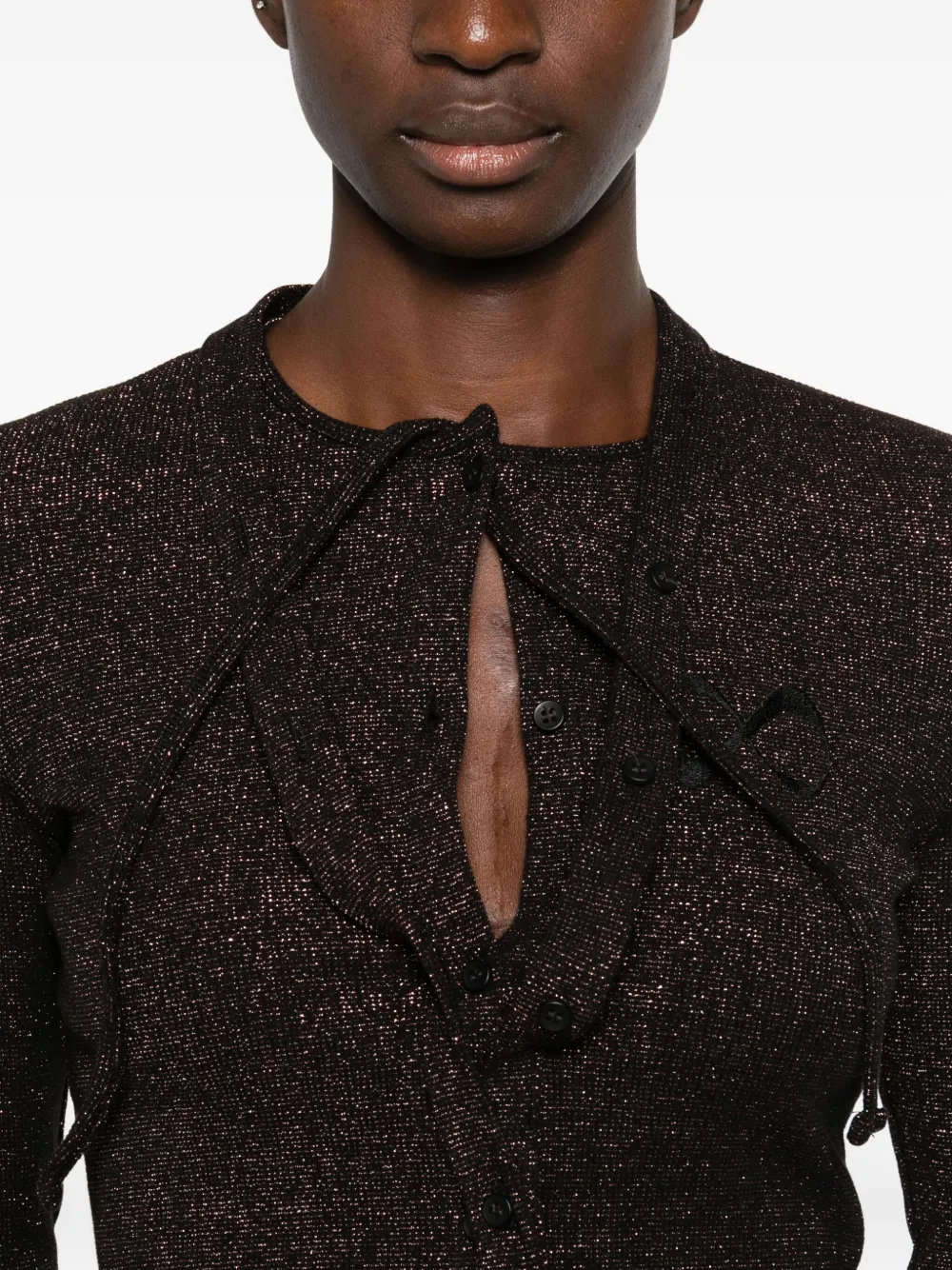 Ottolinger Double-closure Ribbed Cardigan In Brown
