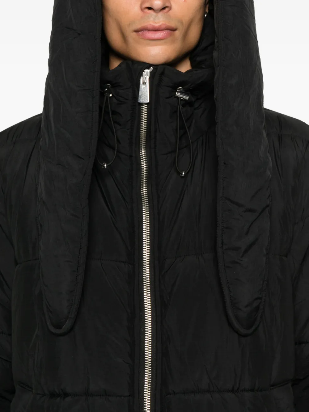 Charles Jeffrey Loverboy Gewatteerde jas met konijnenoren Zwart