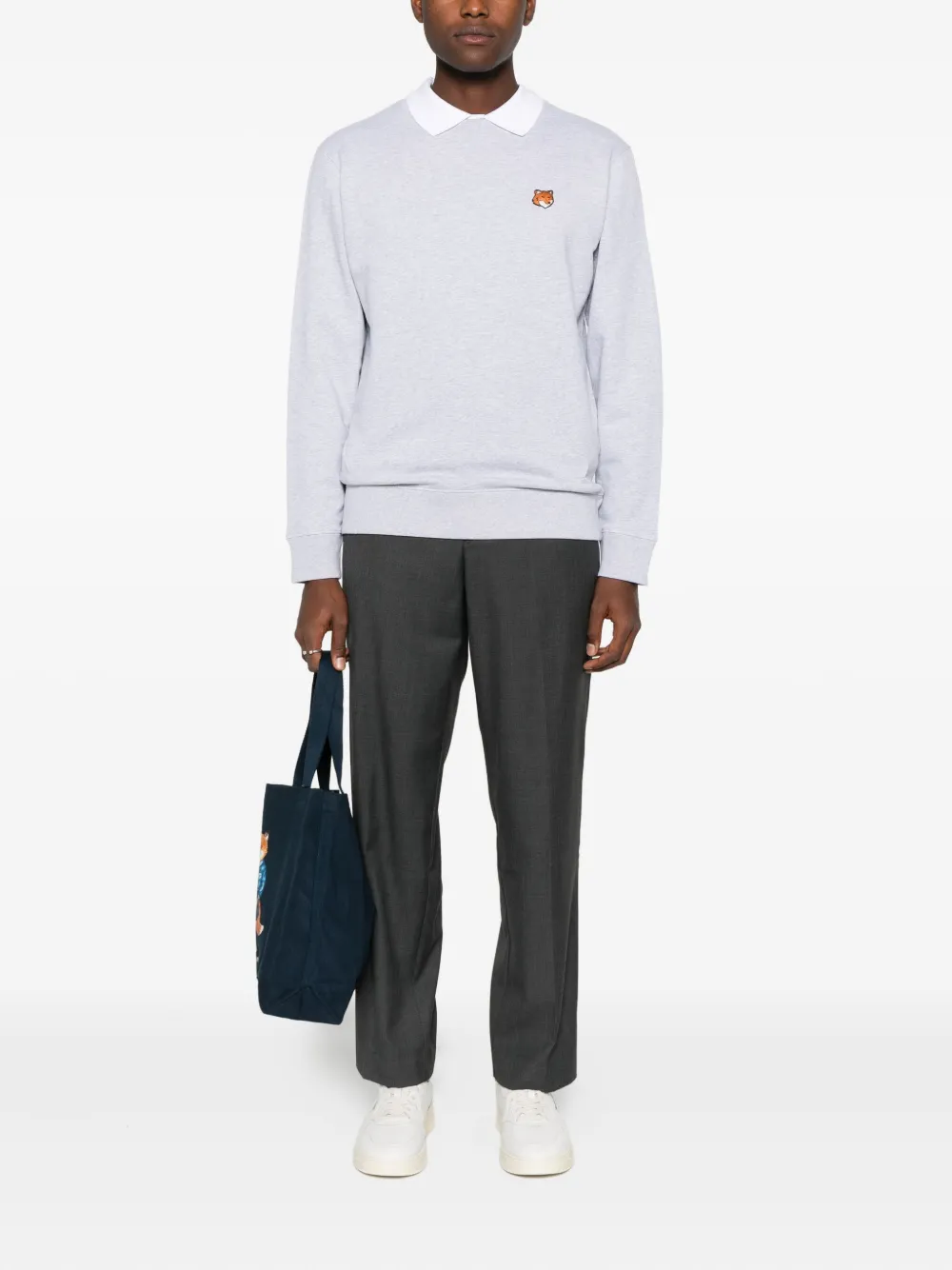 Maison Kitsuné fox-motif crew-neck sweatshirt - Grijs