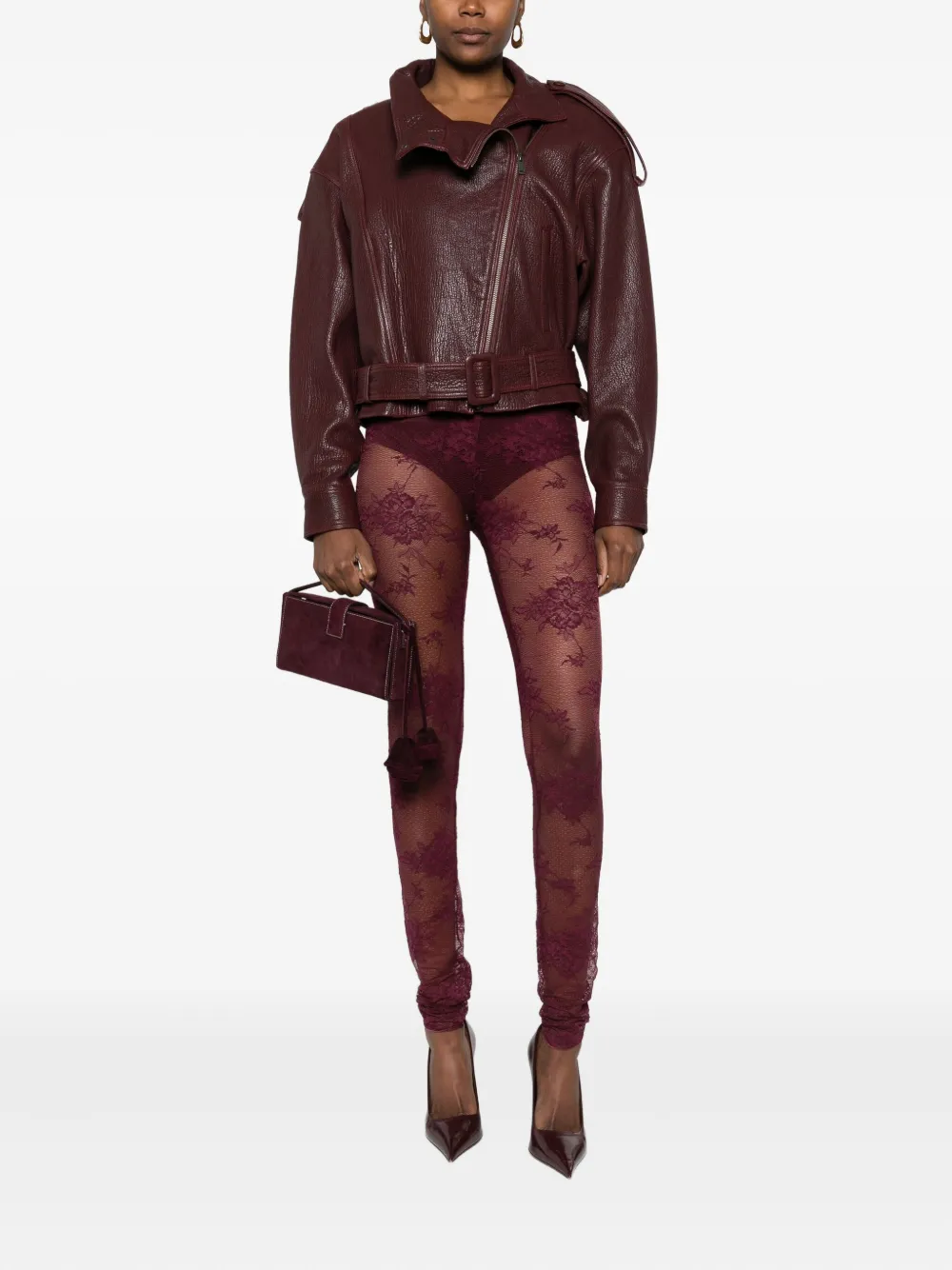 The Andamane Floral-lace Leggings In Brown
