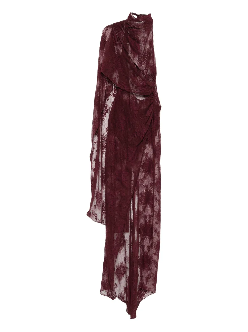 The Andamane Lace Draped Maxi Dress In Red