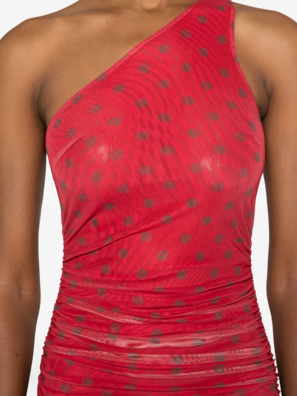 House of Sunny Jurk met stippen en ruches Rood