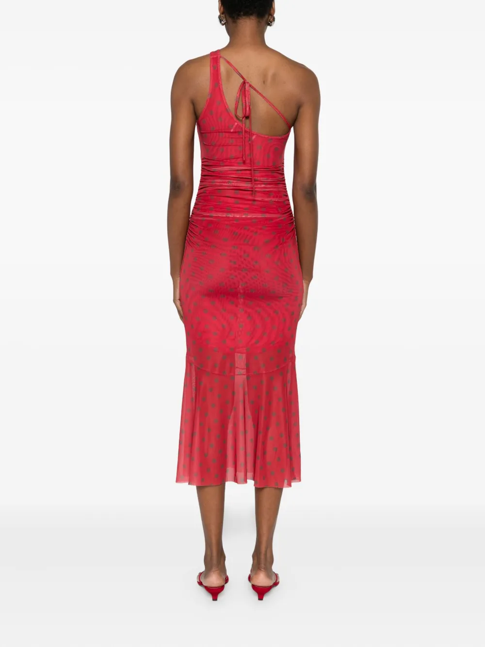 House of Sunny Jurk met stippen en ruches Rood