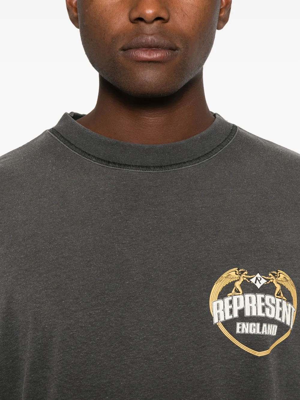 Represent Graphic Print Crew Neck Short Sleeve T-shirt In Gray